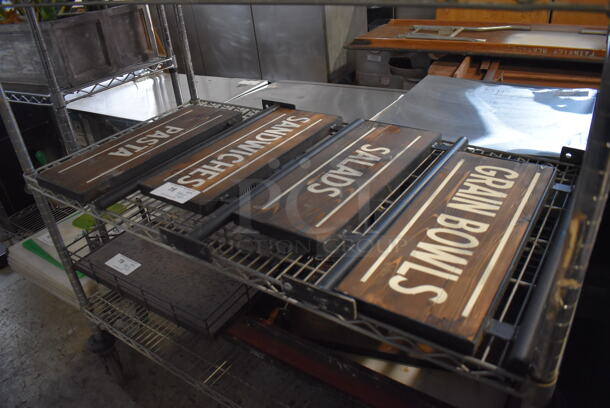 ALL ONE MONEY! Tier Lot of 4 Wooden and Metal Signs; Grain Bowls, Salads, Sandwiches and Pasta - Image 4 of 8
