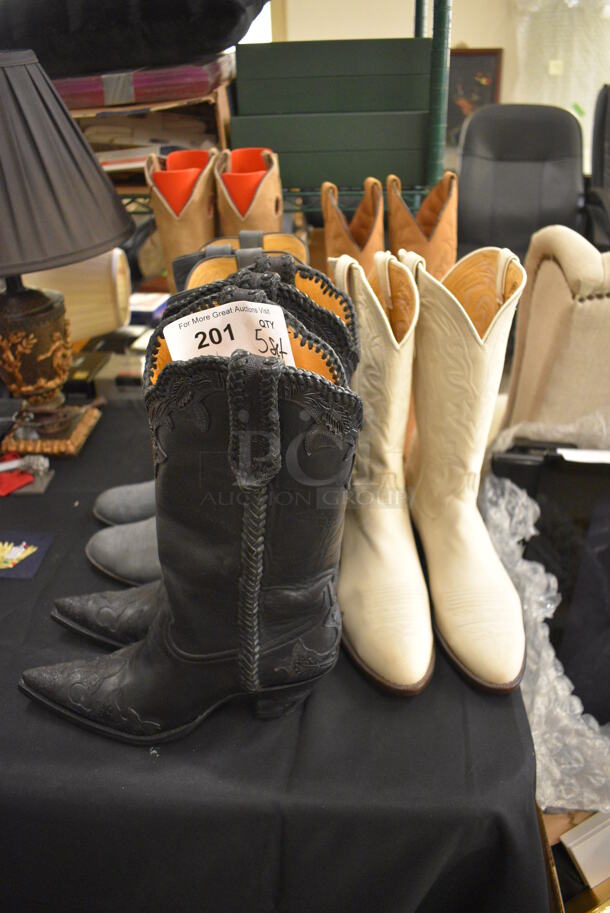 ALL ONE MONEY! Lot of 5 Pairs of Cowboy Boots. Includes Sizes 9.5 and 10