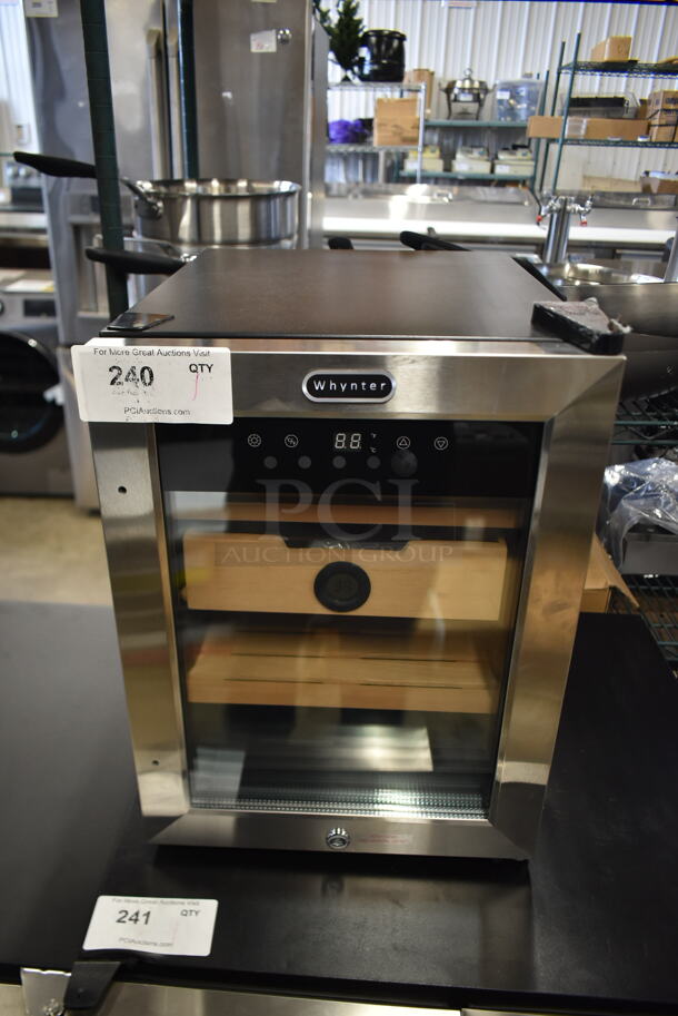 BRAND NEW SCRATCH AND DENT! Whynter CHC-123DS 1.2 cu. ft. Stainless Steel Digital Control and Display Cigar Humidor with Spanish Cedar Shelves. 115 Volt, 1 Phase. Tested and Working! - Image 1 of 4
