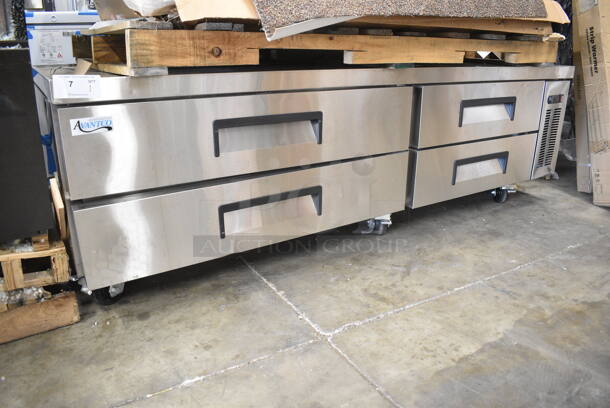 BRAND NEW SCRATCH AND DENT! 2023 Avantco 178CBE84HC Stainless Steel Commercial 4 Drawer Refrigerated Chef Base on Commercial Casters. 115 Volts, 1 Phase. Tested and Working! - Image 2 of 8