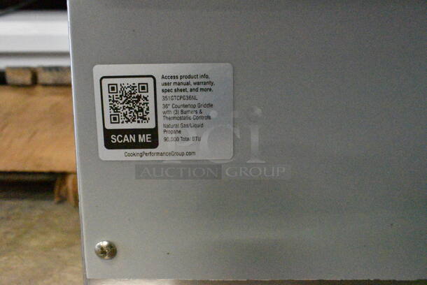 BRAND NEW SCRATCH AND DENT! Cooking Performance Group CPG 351GTCPG36NL Stainless Steel 36" Gas Countertop Griddle with Flame Failure Protection and Thermostatic Controls. 90,000 BTU. - Image 7 of 7
