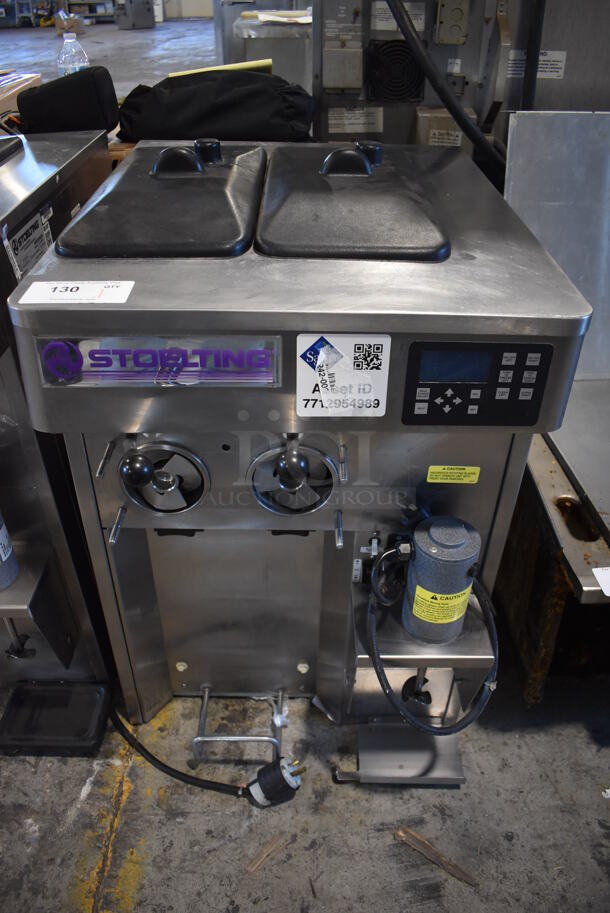 2017 Stoelting SF121-38I2 Stainless Steel Commercial Countertop Air Cooled 2 Flavor Soft Serve Ice Cream Machine. 208-240 Volts, 1 Phase. 22x33x35