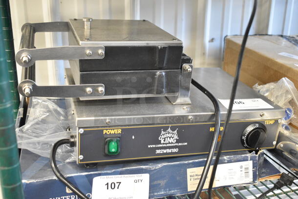 BRAND NEW SCRATCH AND DENT! 2023 Carnival King 382WBS180 Stainless Steel Commercial Countertop Brussels / Liege Style Belgian Waffle Maker. 120 Volts, 1 Phase. Tested and Working! - Image 2 of 5