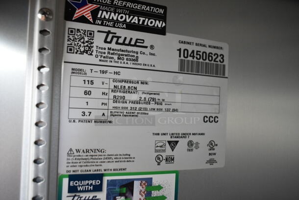 2022 True T-19F-HC Stainless Steel Commercial Single Door Reach In Freezer w/ Poly Coated Racks on Commercial Casters. 115 Volts, 1 Phase. Tested and Working! - Image 5 of 5