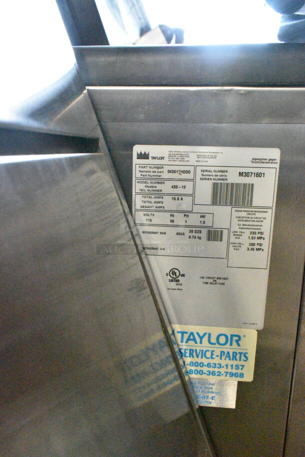 Taylor 430-12 Stainless Steel Commercial Countertop Single Flavor Soft Serve Ice Cream Machine w/ Drink Mixing Attachment. 115 Volts, 1 Phase.  - Image 6 of 6