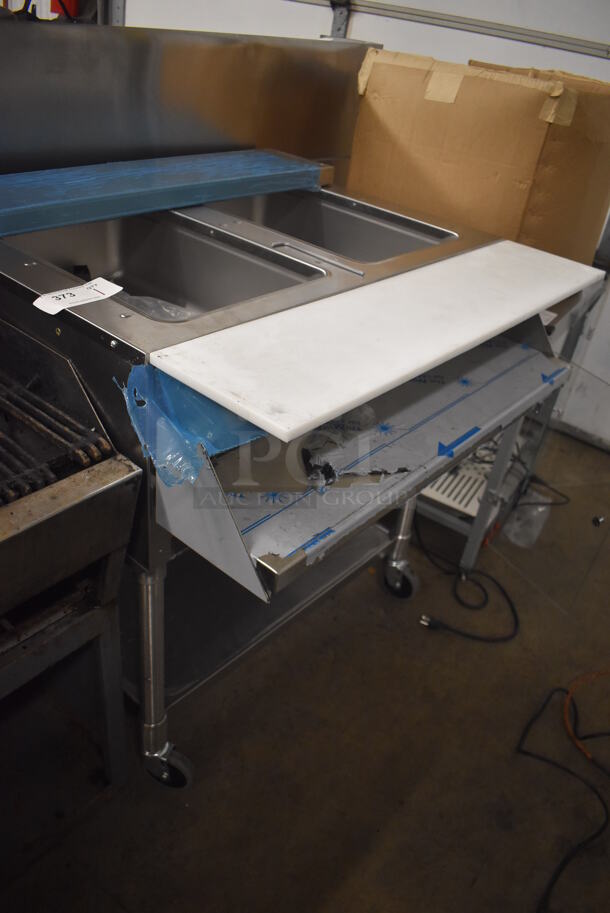 BRAND NEW SCRATCH AND DENT! Eagle SPHT2-120 Stainless Steel Commercial Electric Powered 2 Well Steam Table w. Under Shelf. 120 Volts, 1 Phase. 33x24x36. Tested and Working! - Image 4 of 7