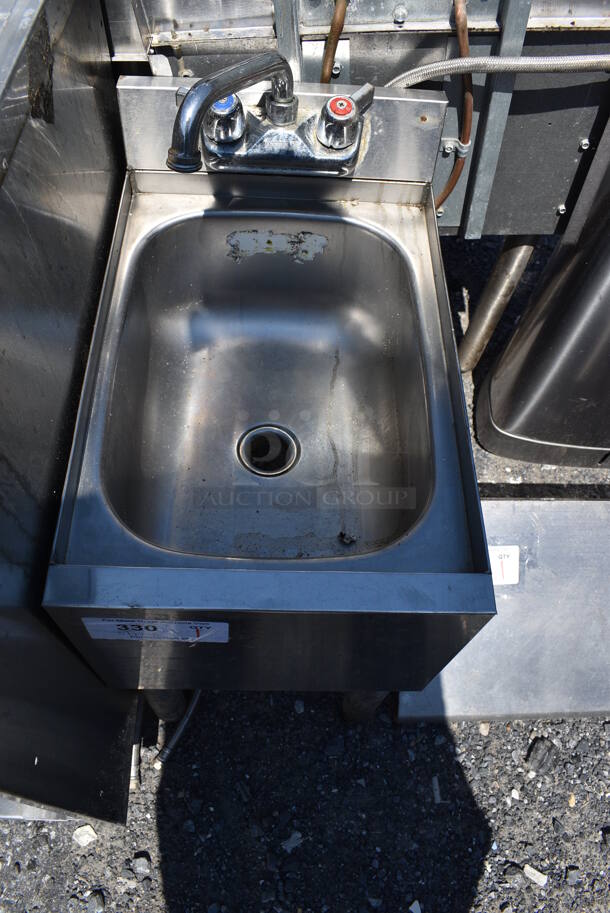Stainless Steel Single Bay Sink w/ Faucet and Handles. 12x18x28