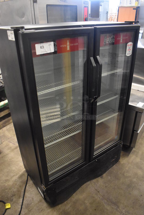 2014 True GDM-36SL-LD ENERGY STAR Metal Commercial 2 Door Reach In Cooler Merchandiser w/ Poly Coated Racks. 36x22x56. Tested and Working!
