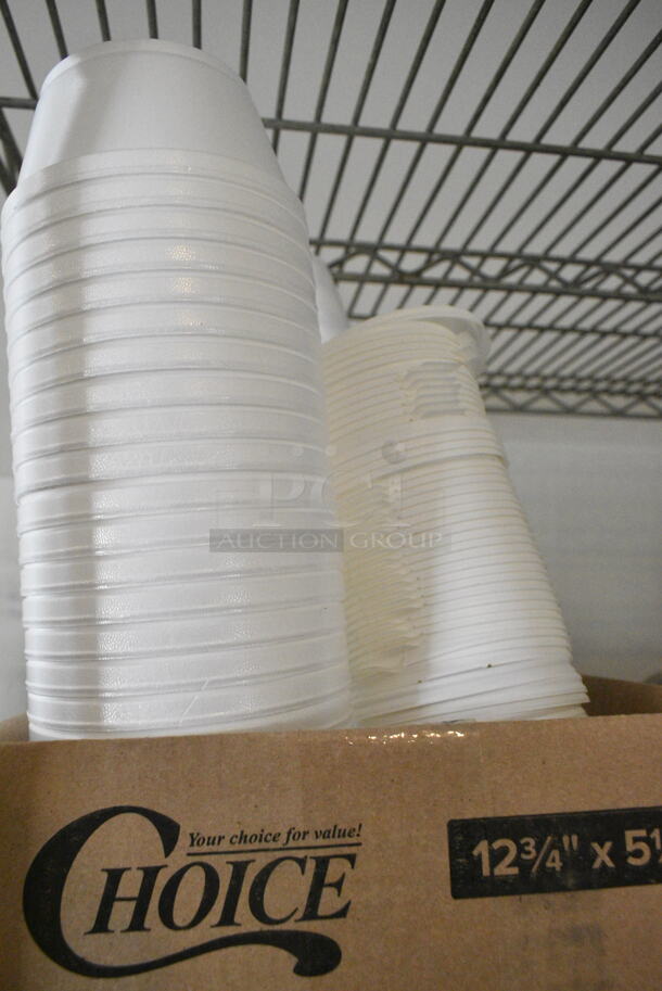 Chrome Finish 5 Tier Wire Shelving Unit w/ Contents Including Cups, Plasticware. BUYER MUST DISMANTLE. PCI CANNOT DISMANTLE FOR SHIPPING. PLEASE CONSIDER FREIGHT CHARGES. (secondary dining room) - Image 2 of 12