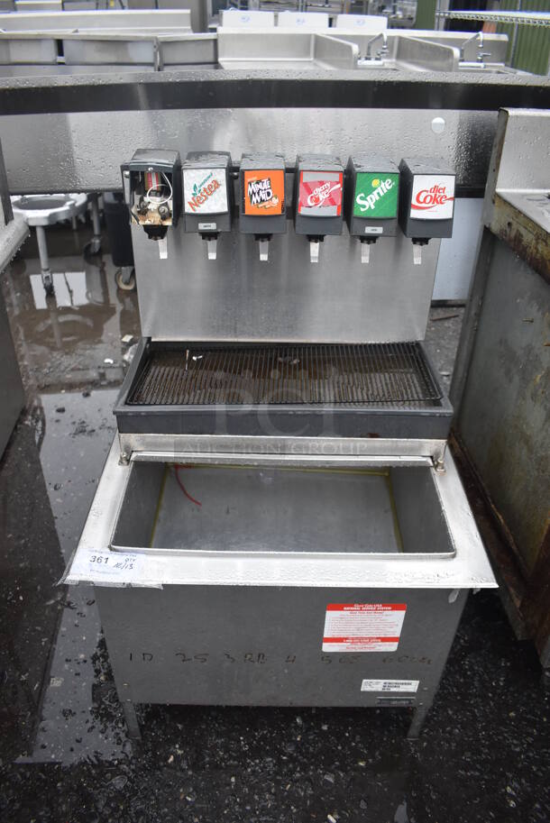 Stainless Steel Commercial 6 Flavor Carbonated Beverage Machine on Drop In Ice Bin. 25x25x40  - Image 2 of 5