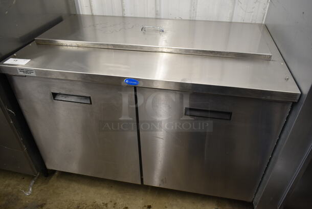 2012 Randell 9305-7 Stainless Steel Commercial Prep Table on Commercial Casters. 115 Volts, 1 Phase. Tested and Working!
