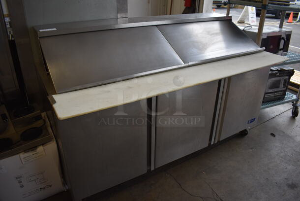 2013 Migali G3-SP72-30 BT Stainless Steel Commercial Sandwich Salad Prep Table Bain Marie Mega Top on Commercial Casters. 115 Volts, 1 Phase. 72x37x47. Tested and Working! - Image 2 of 9