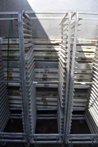 Metal Commercial Pan Transport Rack on Commercial Casters. 20.5x26x74