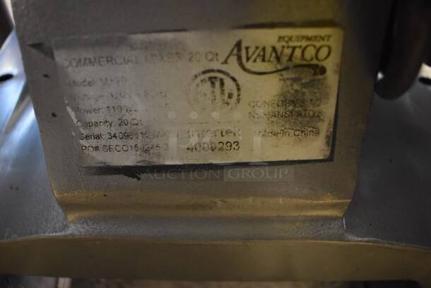 Avantco MX20 Metal Commercial Countertop 20 Quart Planetary Dough Mixer w/ Bowl Guard. 120 Volts, 1 Phase. 16x20x31. Tested and Working! - Image 7 of 8