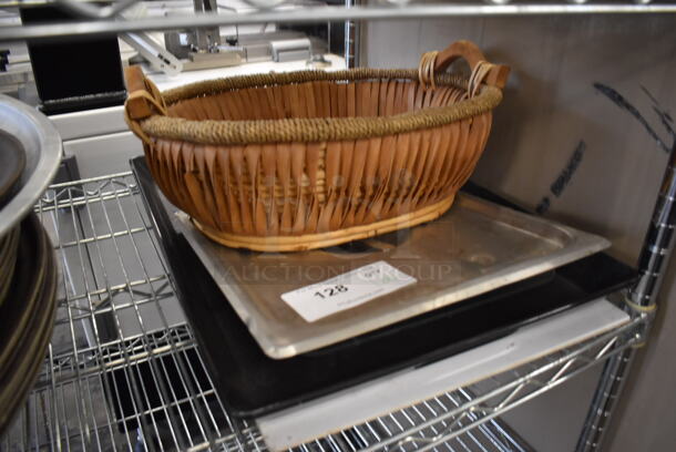 ALL ONE MONEY! Lot of Various Items Including Basket, Metal Lid and Poly Tray - Image 2 of 3