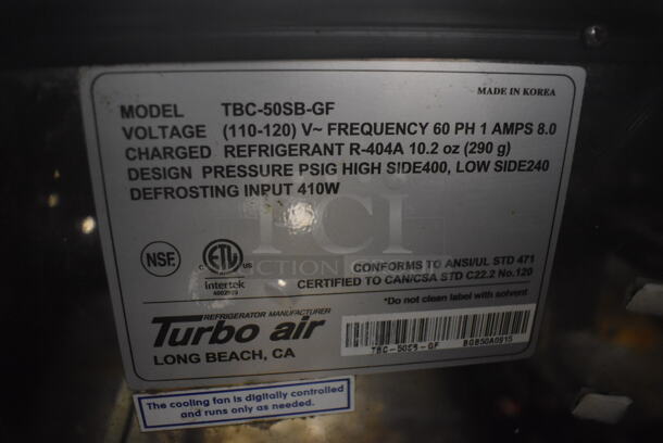 Turbo Air TBC-50SB-GF Stainless Steel Commercial Bottled Back Bar Cooler on Commercial Casters. 110-120 Volts, 1 Phase. 50x27x38. Tested and Working! - Image 6 of 6