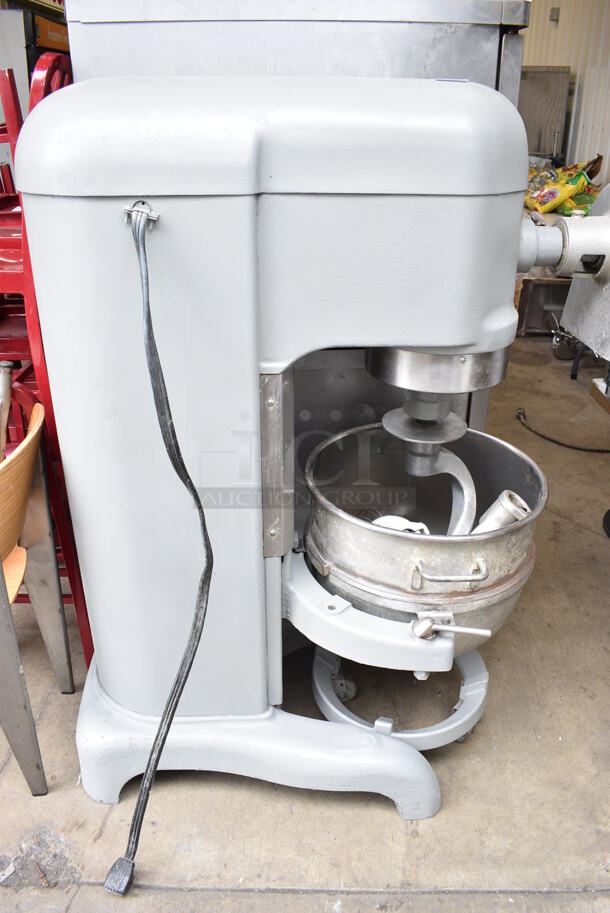 Hobart Model H-600 Metal Commercial Floor Style 60 Quart Planetary Dough Mixer w/ Pelican Head, Stainless Steel Mixing Bowl, Bowl Dolly, Whisk, Paddle and Dough Hook Attachments. 230 Volts, 1 Phase. 26x40x56 - Image 10 of 12
