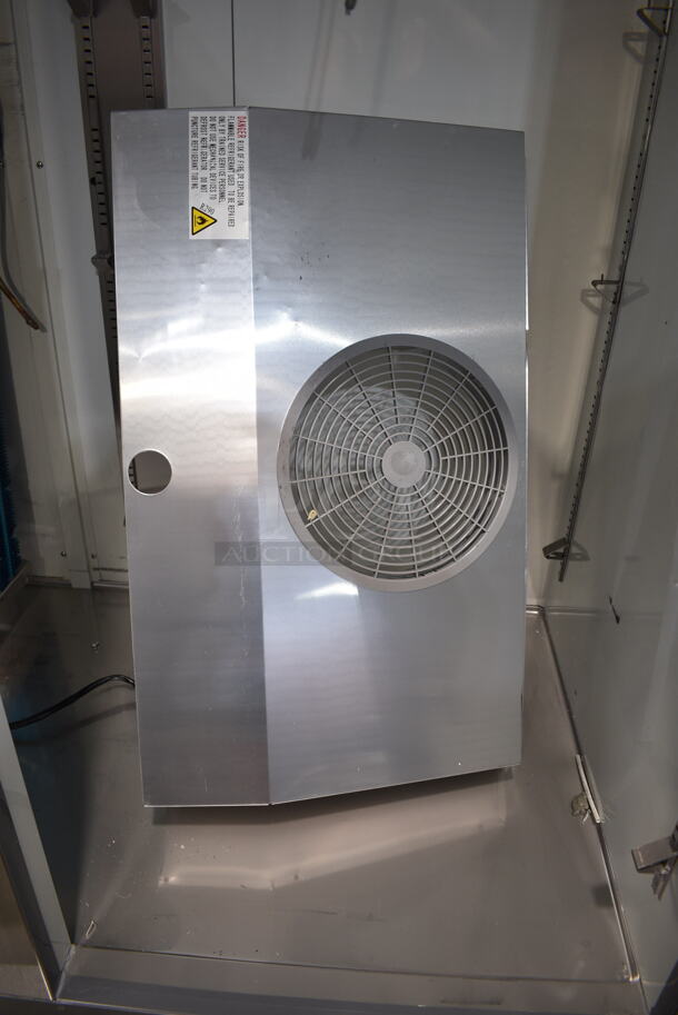 BRAND NEW SCRATCH AND DENT! 2023 Avantco 178A49FHC Stainless Steel Commercial 2 Door Reach In Freezer w/ Poly Coated Racks on Commercial Casters. 115 Volts, 1 Phase. Tested and Does Not Power On - Image 9 of 10