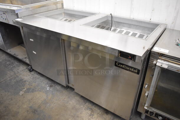 Continental SW60-24M Stainless Steel Commercial Sandwich Salad Prep Table Bain Marie Mega Top on Commercial Casters. 115 Volts, 1 Phase. 60x34x34.5. Cannot Test - Unit Needs New Power Cord