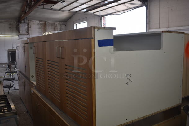 BRAND NEW! Wood Pattern 4 Door Counter. Missing Countertop and One Door. - Image 3 of 9
