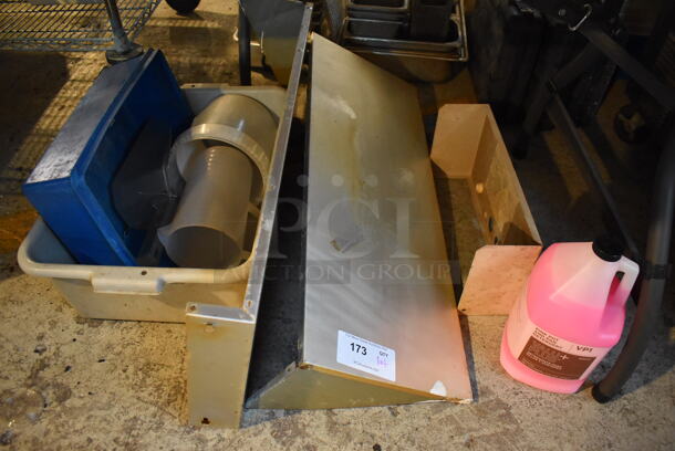 ALL ONE MONEY! Lot of Various Items Including Metal Shelf, Poly Bins and Jug of Detergent - Image 1 of 4