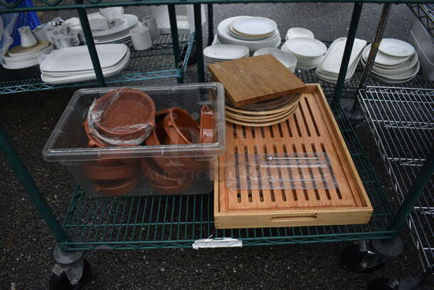 ALL ONE MONEY! Lot of Metro Green Finish 4 Tier Shelving Unit on Commercial Casters w/ All Contents Including Plates, Poly Lids. BUYER MUST DISMANTLE. PCI CANNOT DISMANTLE FOR SHIPPING. PLEASE CONSIDER FREIGHT CHARGES. 36x24x80 - Image 5 of 7