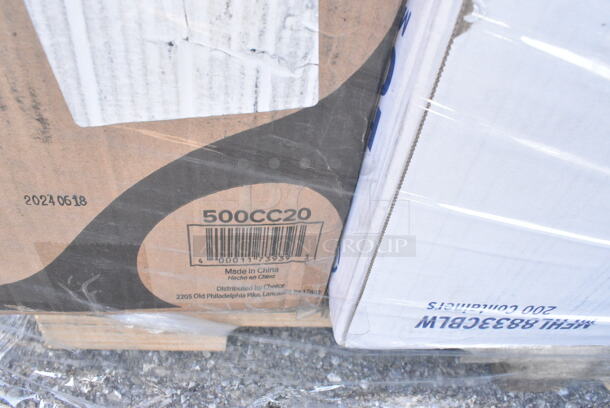 25 BRAND NEW Boxes Including 2 Box 395RP07 EcoChoice No PFAS Added Bamboo / Bagasse Blend 7" Plate - 1000/Case, MFHL8833CBLW Hinged Lid Containers, 2 Box Dart 90HTPF3R 9" x 9" x 3" White Foam Three-Compartment Square Take Out Container with Hinged Lid - 200/Case, 500CC20 Choice Clear PET Customizable Plastic Cold Cup - 20 oz. - 600/Case, 485CBW Choice 8" White Plastic Soda / Sundae Spoon - 1000/Case, 760SOUP6WPA Choice 6 oz Paper Hot Food Cups, 130BKFKSNSPX500 Choice Black Extra Heavy Weight Wrapped Plastic Cutlery Pack with Napkin and Salt and Pepper Packets - 500/Case, 5002BNAPWH Choice 2-Ply White Beverage / Cocktail Napkin - 3000/Case, 395RP06PF BAMBOO 9" ROUND PLATE 500/CS, 129MCR32B Choice 32 oz. Black Round Microwavable Heavy Weight Container with Lid 7 1/4" - 150/Case, 500CC10 Choice 10 oz. Clear PET Plastic Cold Cup - 1000/Case, Dart ClearPac SafeSeal 8 oz. Tamper-Resistant, Tamper-Evident Hinged Container with Flat Lid - 200/Case, 394325L Noble NexGen Powder-Free Disposable Blue Hybrid 3 Mil Thick Gloves - Large - 1000/Case, 4 Box 394345M Noble NexGen Powder-Free Disposable Black Hybrid 3 Mil Thick Gloves - Medium - 1000/Case. 25 Times Your Bid!  - Image 8 of 12
