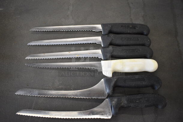 6 Sharpened Stainless Steel Serrated Knives. Includes 12.5
