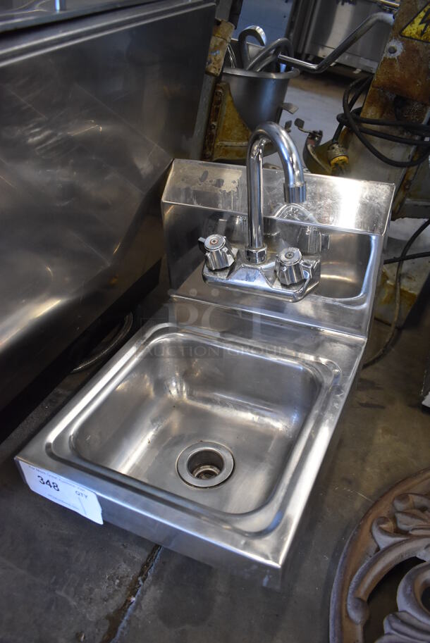 Stainless Steel Single Bay Wall Mount Sink w/ Faucet and Handles. 12x16x18 - Image 2 of 4