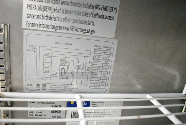 2022 Avantco 178SSUC48RHC Stainless Steel Commercial 2 Door Undercounter Cooler on Commercial Casters. 115 Volts, 1 Phase. Tested and Working! - Image 9 of 12