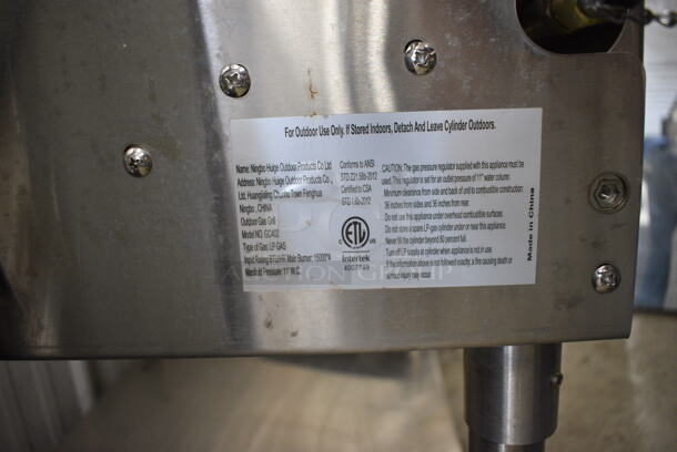 LIKE NEW! Backyard Pro Model GC402 Stainless Steel Floor Style Propane Gas Powered Outdoor Charbroiler Grill on Commercial Casters. 40x25x35 - Image 5 of 6