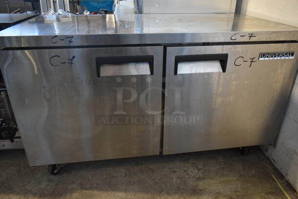 Universal SC-60-LBFI Stainless Steel Commercial 2 Door Undercounter Cooler on Commercial Casters. 115 Volts, 1 Phase. Tested and Does Not Power On - Image 3 of 7