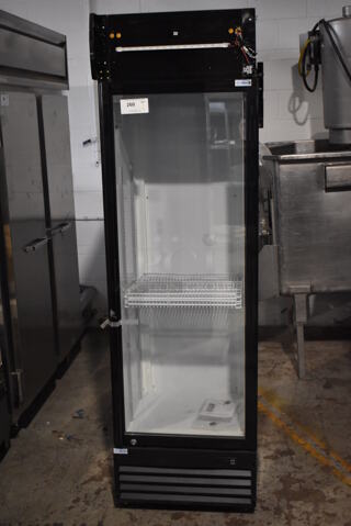 BRAND NEW SCRATCH AND DENT! KoolMore MDR-1GD-13C Metal Commercial Single Door Reach In Cooler Merchandiser w/ Poly Coated Racks on Commercial Casters. 115 Volts, 1 Phase. Tested and Working!