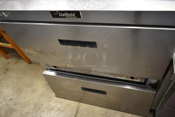 Delfield Stainless Steel Commercial Prep Table. Missing Bottom Drawer and Lid. Tested and Powers On But Does Not Get Cold - Image 3 of 6
