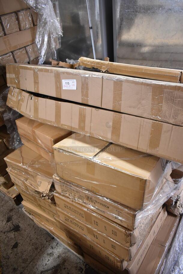 PALLET LOT of 44 BRAND NEW IN BOX! BFM Seating PHHTB-BZT Hampton Outdoor Patio Table Base, Bar Height, Cross Base, Powder Coated Aluminum, Bronze Finish. Goes GREAT w/ Lots 112, 117, 119, 121, 122 and 124! 44 Times Your Bid! - Image 3 of 4