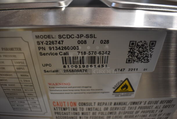 BRAND NEW SCRATCH AND DENT! 2022 KoolMore SCDC-3P-SSL Stainless Steel Commercial Countertop Refrigerated Rail w/ 3 Drop In Bins. 115 Volts, 1 Phase. Tested and Powers On But Does Not Get Cold - Image 5 of 6