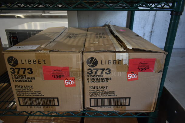 2 Boxes OF BRAND NEW Libbey 3773 Embassy 5.5 oz Champagne Flute Glasses. 2 Times Your Bid! - Image 2 of 5