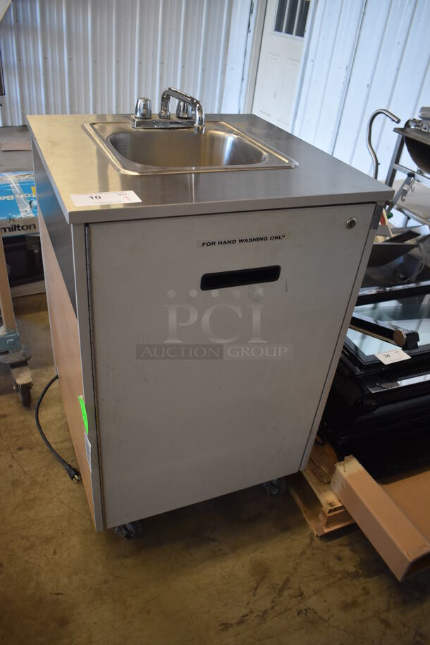 Stainless Steel Commercial Single Bay Portable Sink w/ Faucet and Handles on Commercial Casters. 24x24x41 - Image 3 of 6
