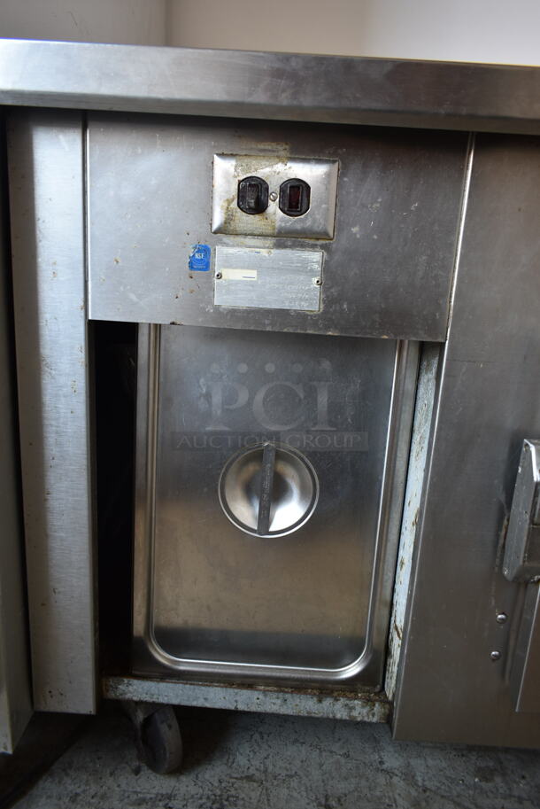 Stainless Steel Commercial Single Door Work Top Cooler w/ Backsplash on Commercial Casters. Tested and Powers On But Does Not Get Cold - Image 4 of 10