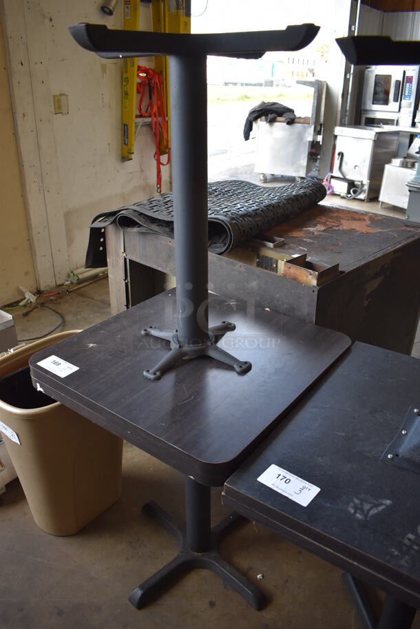 2 Dark Wood Pattern Tabletops on Black Metal Table Base. 24x24x29. 2 Times Your Bid! - Image 4 of 5
