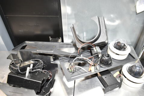 ALL ONE MONEY! Lot of 2 Security Cameras and Metal Pieces