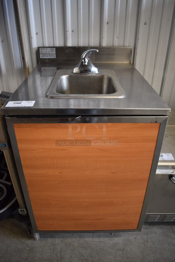 Duke Model SUBPS-24-CM Stainless Steel Commercial Counter w/ Sink Basin, Faucet, Handle and Wood Pattern Door. 24x30x40