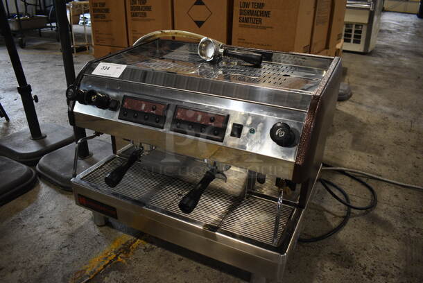 Grindmaster Model ESP2 Stainless Steel Commercial Countertop 2 Group Espresso Machine w/ 3 Portafilters and 2 Steam Wands. 220-240 Volts, 1 Phase. 28x22x22 - Image 2 of 9