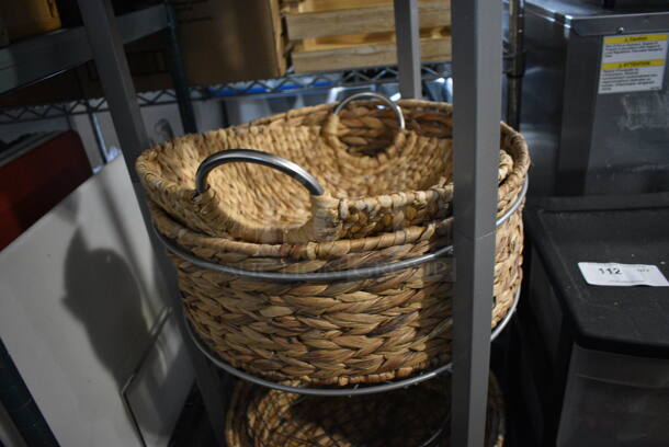 Gray Metal 3 Tier Basket Rack on Commercial Casters. - Image 3 of 4
