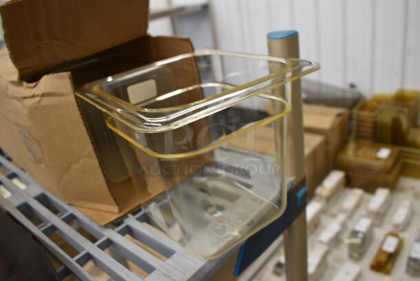 ALL ONE MONEY! Lot of 6 BRAND NEW IN BOX! Cambro Amber Colored Poly 1/6 Size Drop In Bins. 1/6x6 - Image 2 of 3
