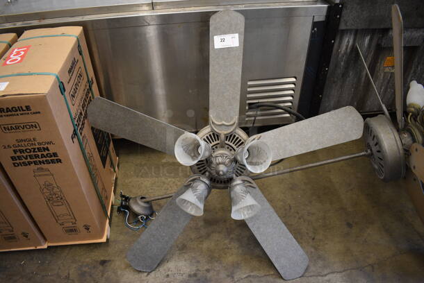 Ceiling Mount Fan w/ 5 Blades and 4 Light Shades. 48x48x40