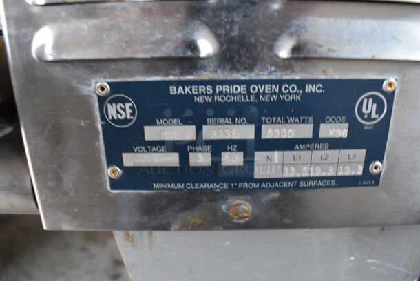 2 Bakers Pride P1 Stainless Steel Commercial Electric Powered Single Deck Pizza Oven w/ Cooking Stones on Metal Legs. 208 Volts, 3 Phase. 2 Times Your Bid! - Image 6 of 11
