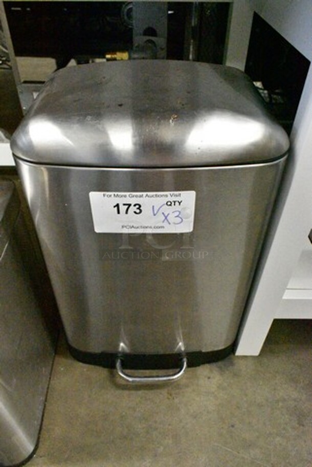3 Metal Foot Pedal Trash Can. Includes 10.5x10x16, 6x12x12. 3 Times Your Bid!  - Image 2 of 8