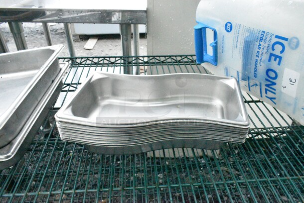 Green Finish 5 Tier Wire Shelving Unit on Commercial Casters w/ Contents Including Stainless Steel Drop In Bins, China Cap Strainer and Ice Bucket. BUYER MUST DISMANTLE. PCI CANNOT DISMANTLE FOR SHIPPING. PLEASE CONSIDER FREIGHT CHARGES.  - Image 12 of 12