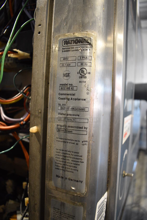 2 Rational Stainless Steel Commercial Combitherm Self Cooking Center Convection Ovens on Commercial Casters. Top Model: SCC WE 62. Bottom Model: SCC WE 102. 480 Volts, 3 Phase. 42x40x66. 2 Times Your Bid! - Image 3 of 7